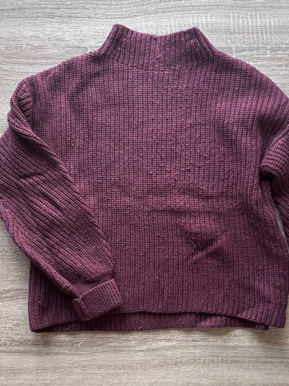 Dynamite Burgundy Mock Neck Chunky Ribbed Knit Sweater Boxy Fit